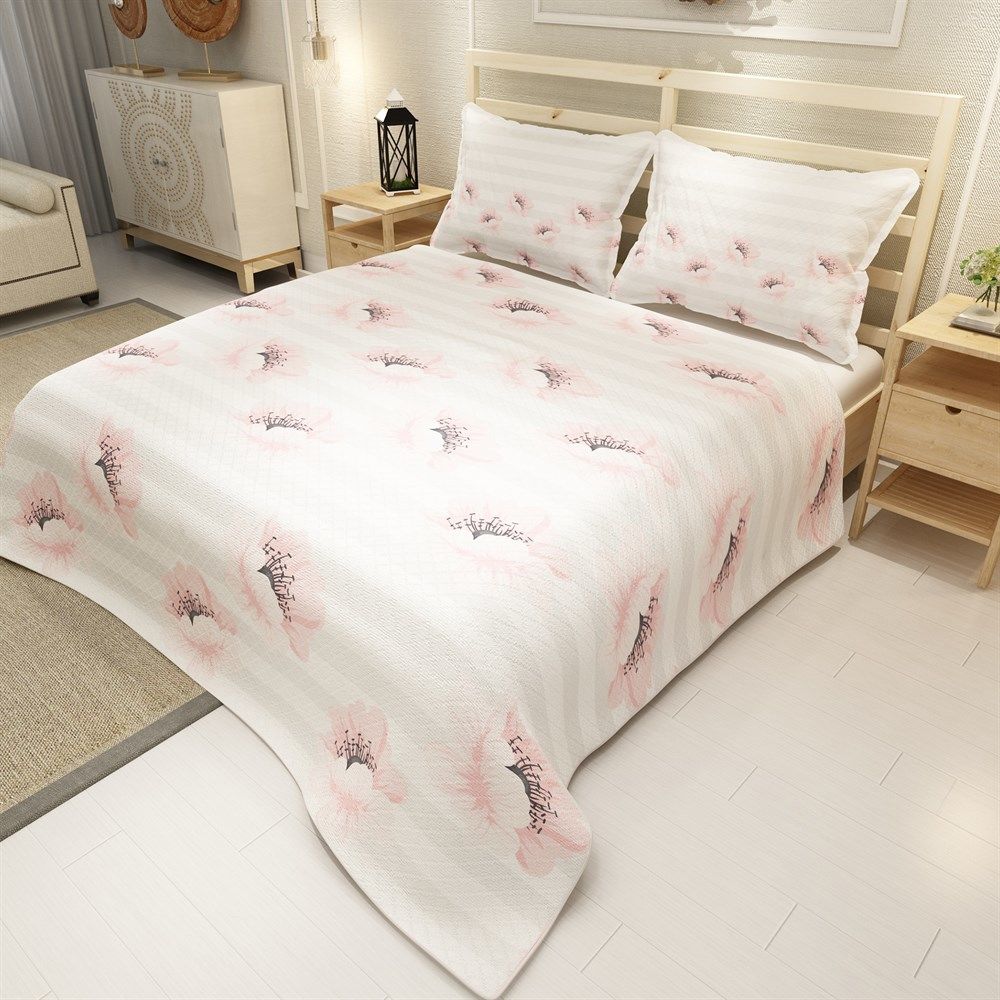 MonoHome Pike Takımı Jakar Dokuma Pamuklu 3D Dijital Baskı Pink Poppy