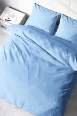 Soft Mavi Lux Pamuk Ranforce Çift Kişilik Nevresim Takımı