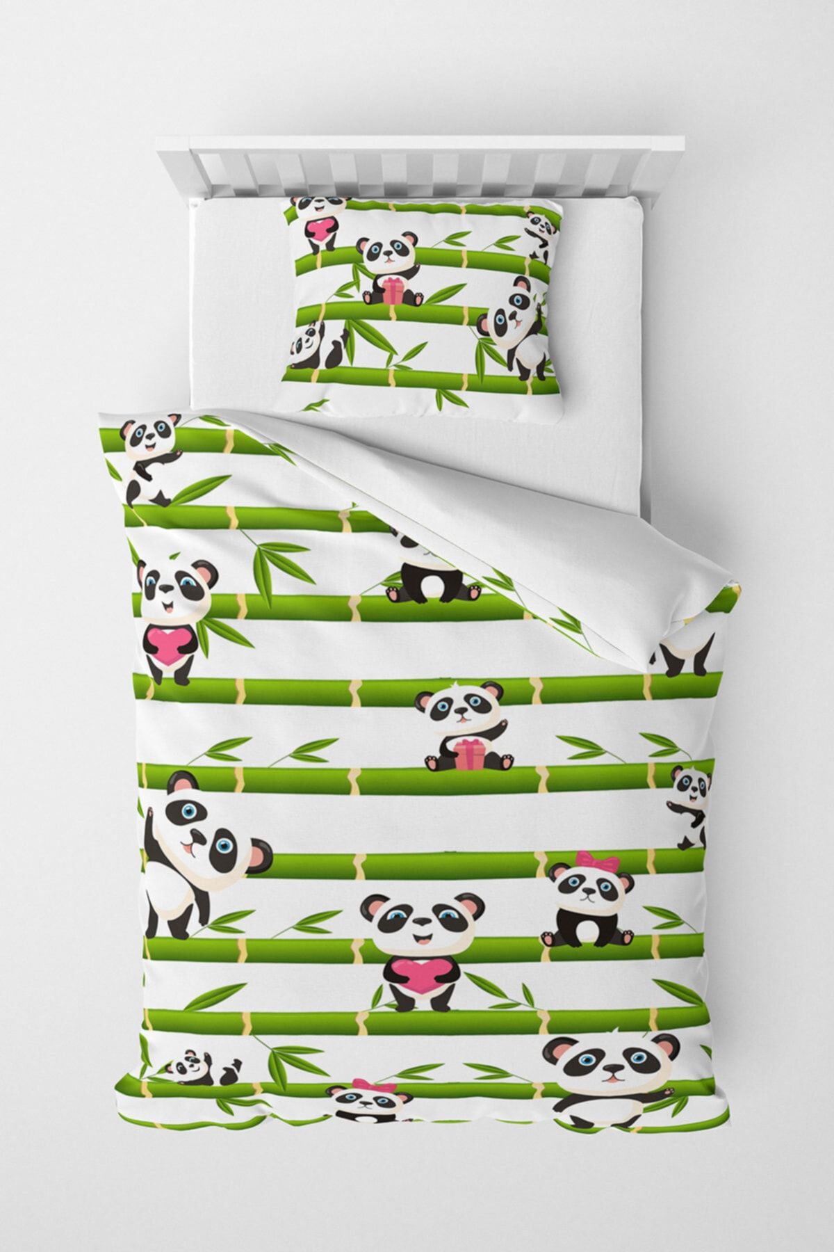 Panda Çocuk Nevresim Takımı 3d Pamuk Saten