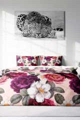 Lastikli Çarşaflı %100 Pamuk Saten Çift Kişilik Nevresim Takımı Flower Dream