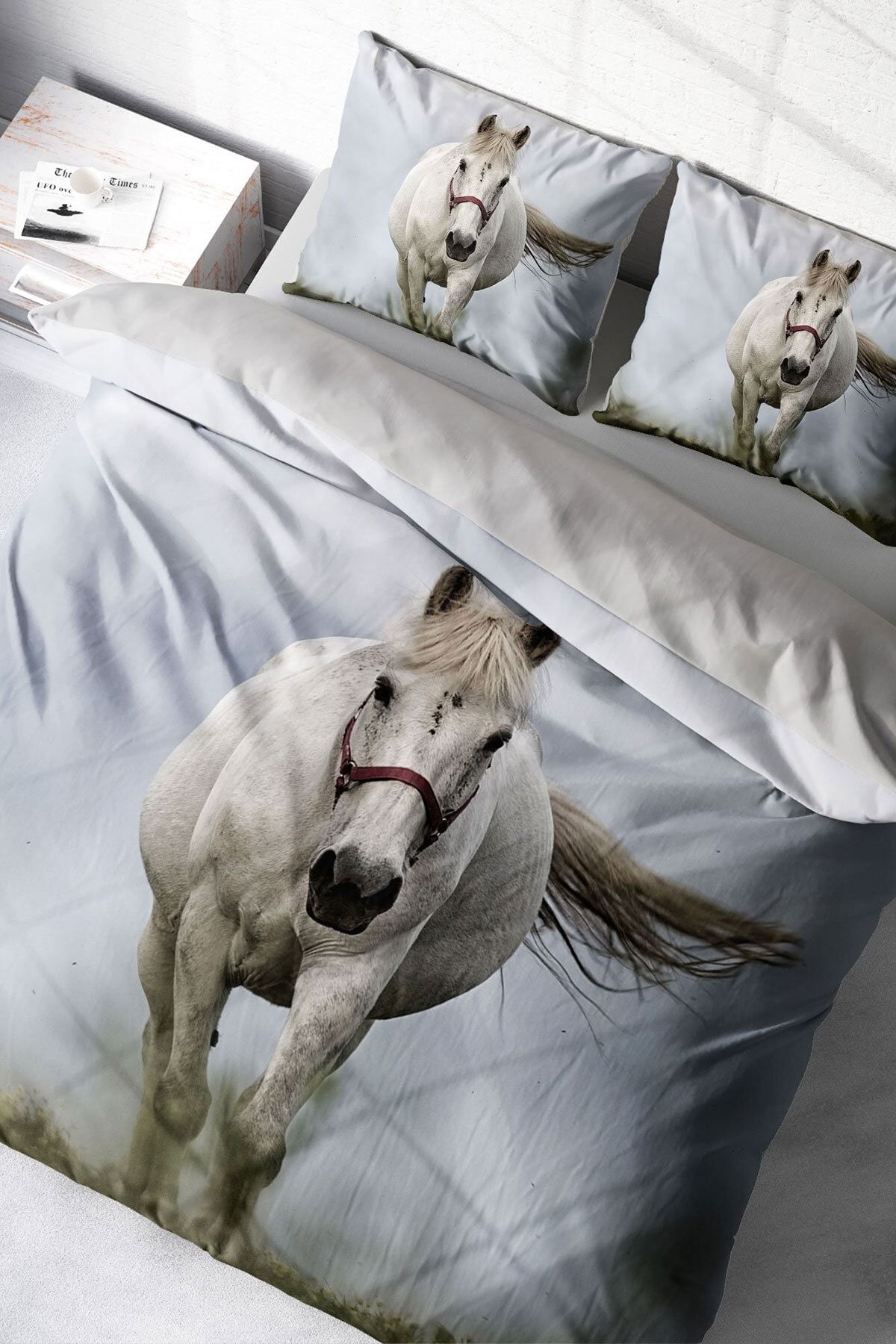 Rebel Horse Naturel Çift Kişilik Nevresim Takımı