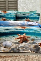 %100 Pamuk Ranforce Çeyizlik Luxury 5d Dijital Çift Kişilik Nevresim Takımı Deep Sea