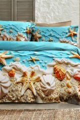 %100 Pamuk Ranforce Çeyizlik Luxury 5d Dijital Çift Kişilik Nevresim Takımı Sea Of Dreams