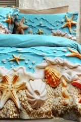 %100 Pamuk Ranforce Çeyizlik Luxury 5d Dijital Çift Kişilik Nevresim Takımı Sea Of Dreams