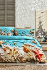 %100 Pamuk Ranforce Çeyizlik Luxury 5d Dijital Çift Kişilik Nevresim Takımı Sea Of Dreams