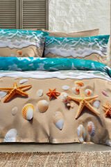 %100 Pamuk Ranforce Çeyizlik Luxury 5d Dijital Çift Kişilik Nevresim Takımı Deniz Yıldızları