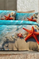 %100 Pamuk Ranforce Çeyizlik Luxury 5d Dijital Çift Kişilik Nevresim Takımı Sea Stars