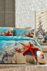 %100 Pamuk Ranforce Çeyizlik Luxury 5d Dijital Çift Kişilik Nevresim Takımı Sea Stars