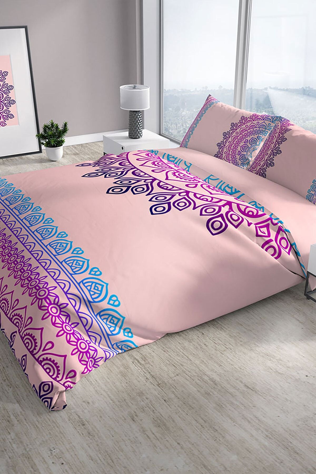 Mandala 3d Pamuk Saten Çift Kişilik Nevresim Seti