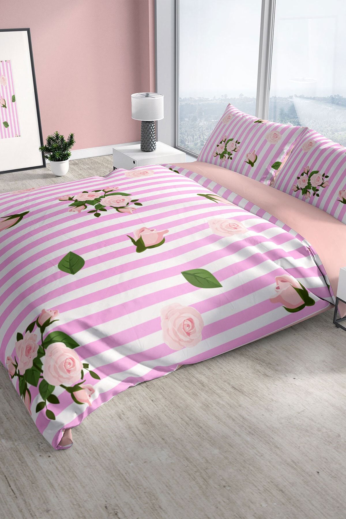 Pinkline 3d Pamuk Saten Çift Kişilik Nevresim Seti