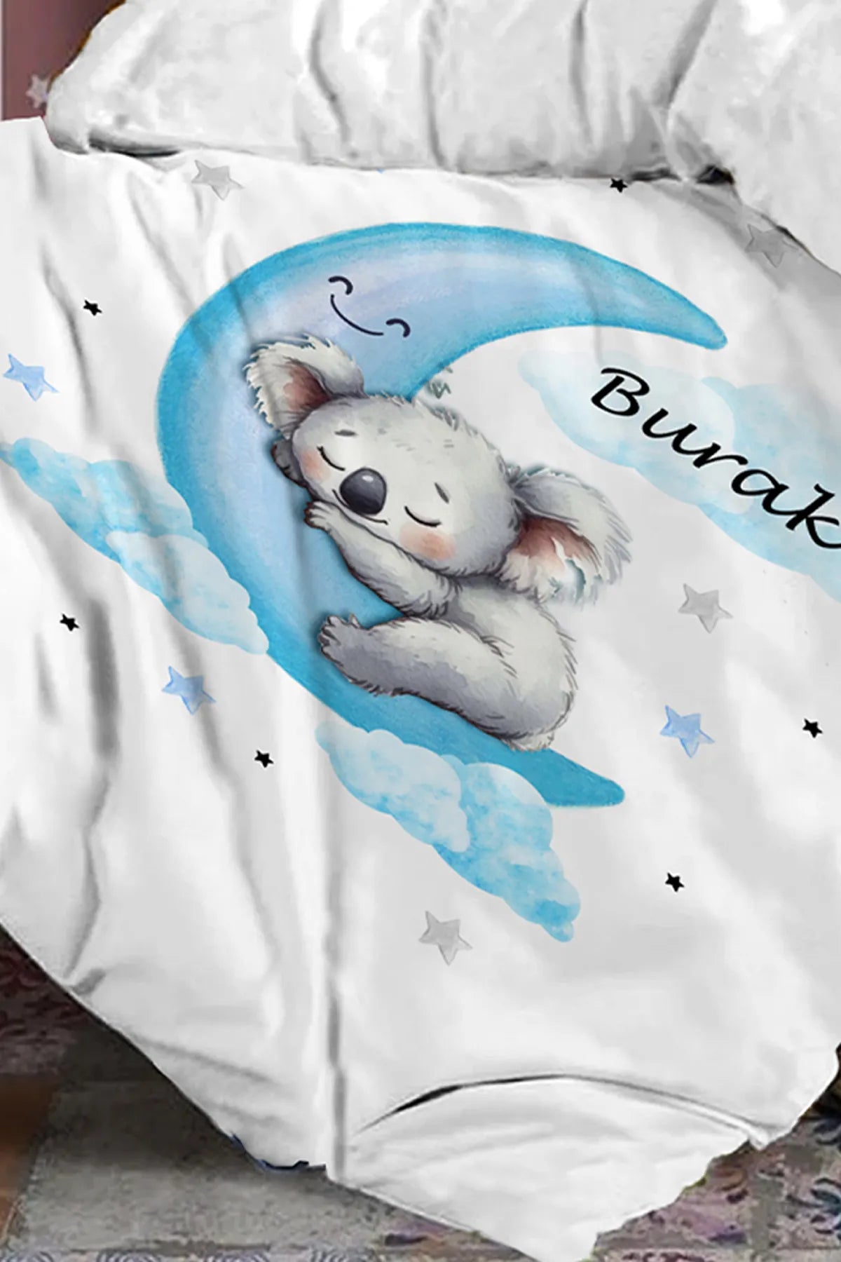 İsimli Bebek Nevresim %100 Pamuk Oeko-tex® Sertifikalı - Mavi