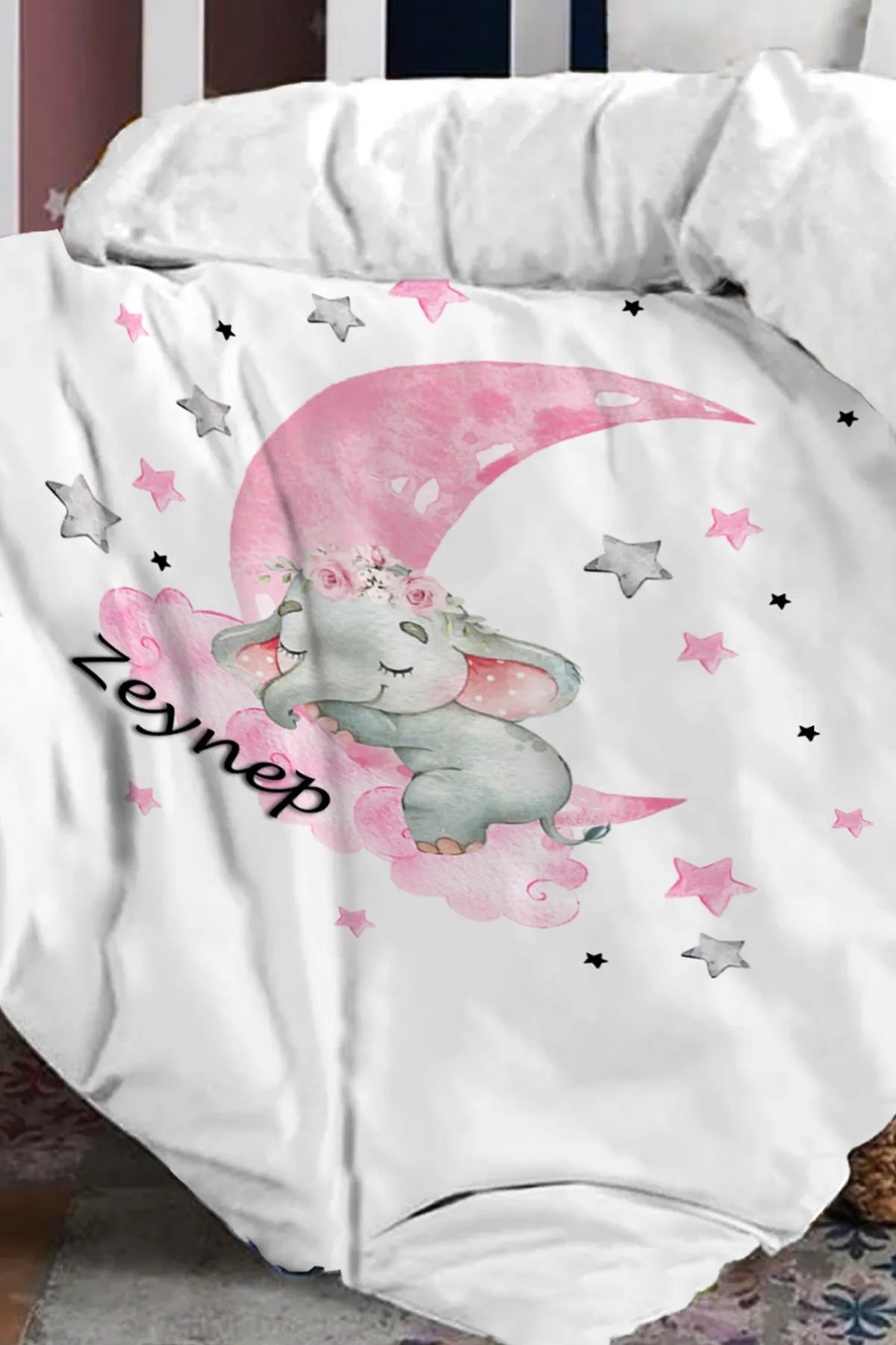 İsimli Bebek Nevresim %100 Pamuk Oeko-tex® Sertifikalı - Pembe