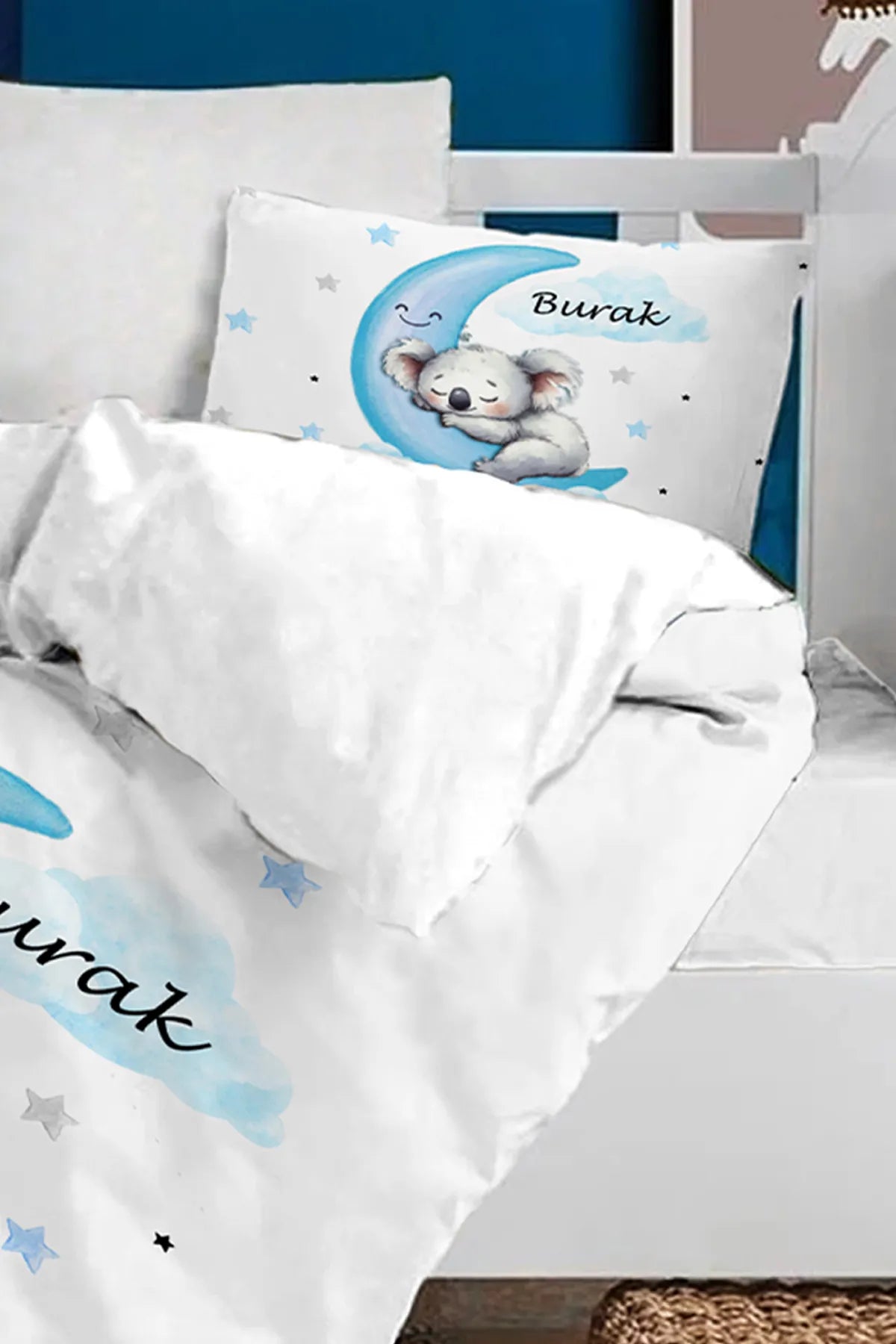 İsimli Bebek Nevresim %100 Pamuk Oeko-tex® Sertifikalı - Mavi