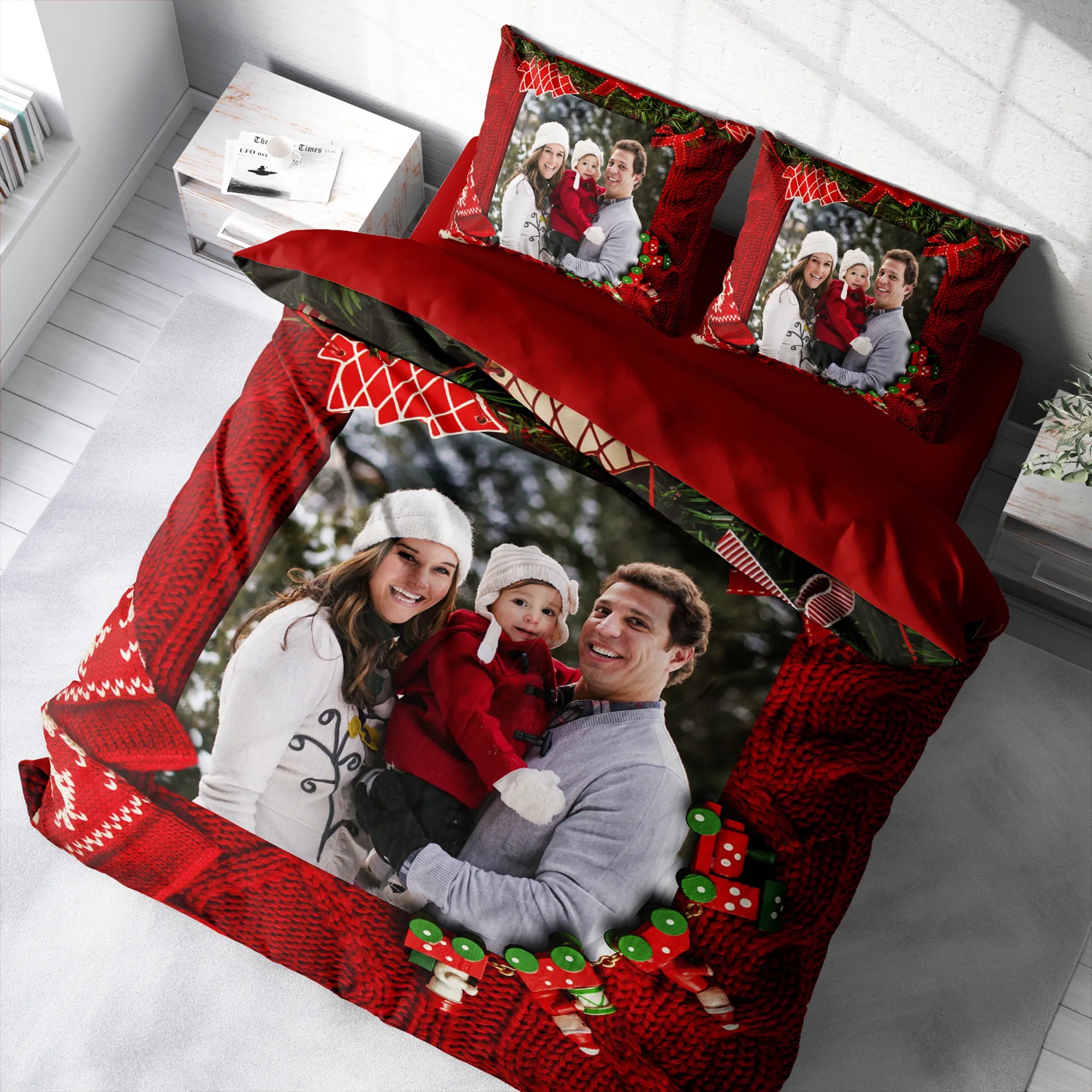 MonoHome Kişiye Özel Çift Kişilik Nevresim Takımı Yılbaşı Tema-3