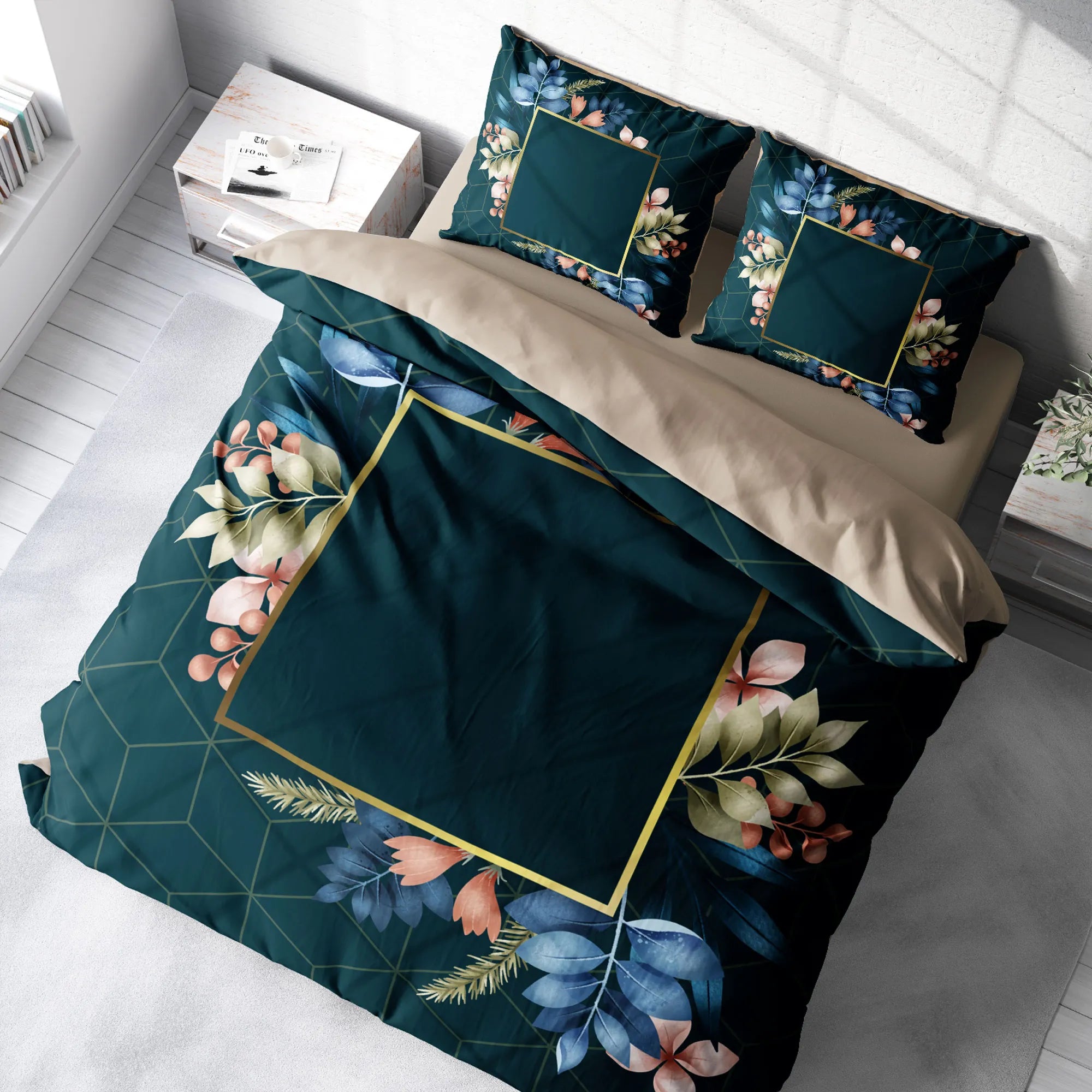 Monohome Kişiye Özel Çift Kişilik Nevresim Takımı Frame Flowers