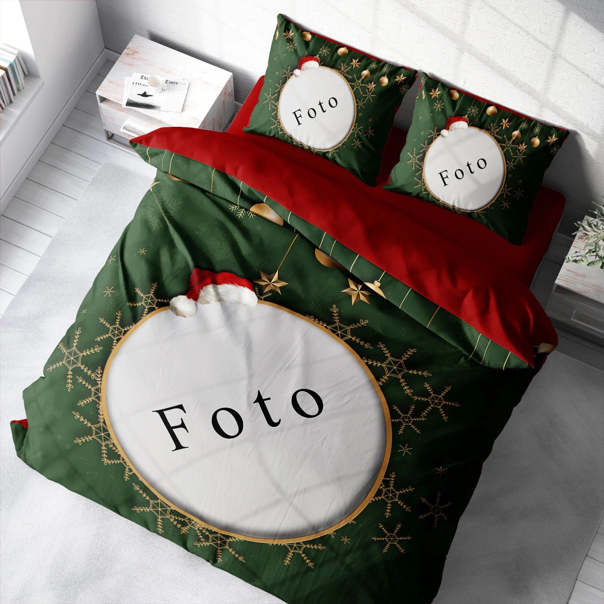 MonoHome Kişiye Özel Çift Kişilik Nevresim Takımı Yılbaşı Tema-4