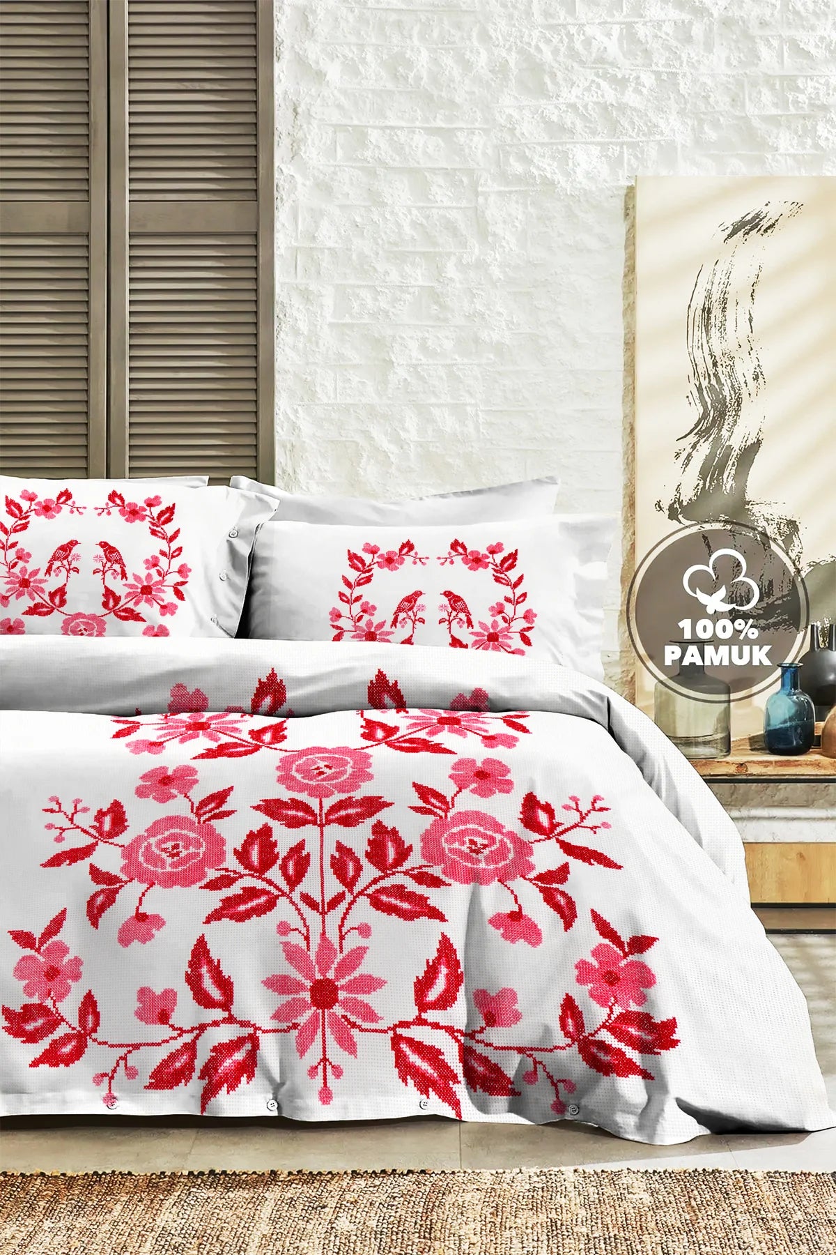%100 PAMUK Percale Çeyizlik Luxury 5D Dijital Çift Kişilik Nevresim Takımı Kaneviçe