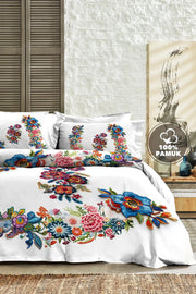 %100 PAMUK Percale Çeyizlik Luxury 5D Dijital Çift Kişilik Nevresim Takımı Nakış