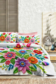 %100 PAMUK Percale Çeyizlik Luxury 5D Dijital Çift Kişilik Nevresim Takımı Nakkaş