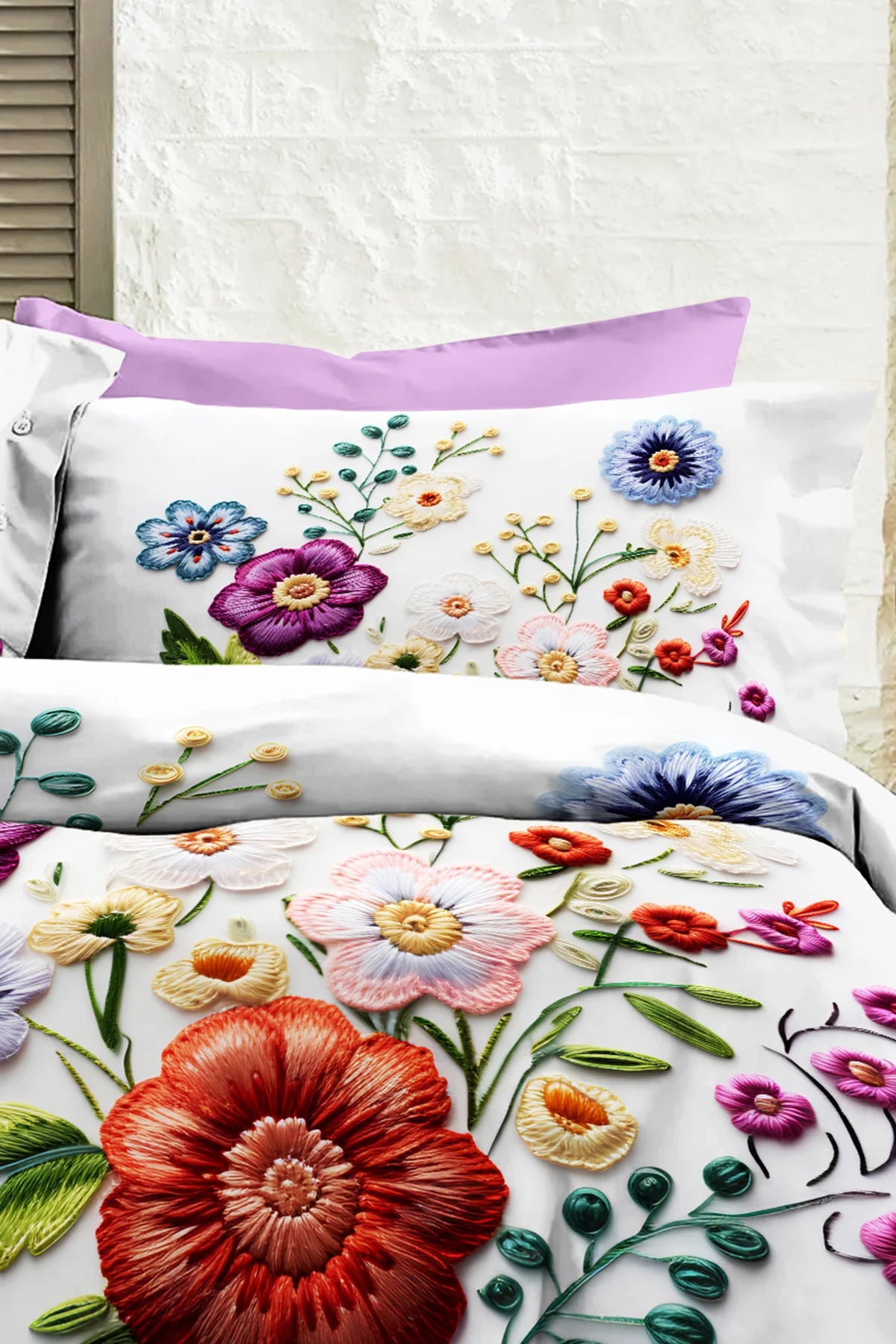 %100 PAMUK Percale Çeyizlik Luxury 5D Dijital Çift Kişilik Nevresim Takımı Nakkaş