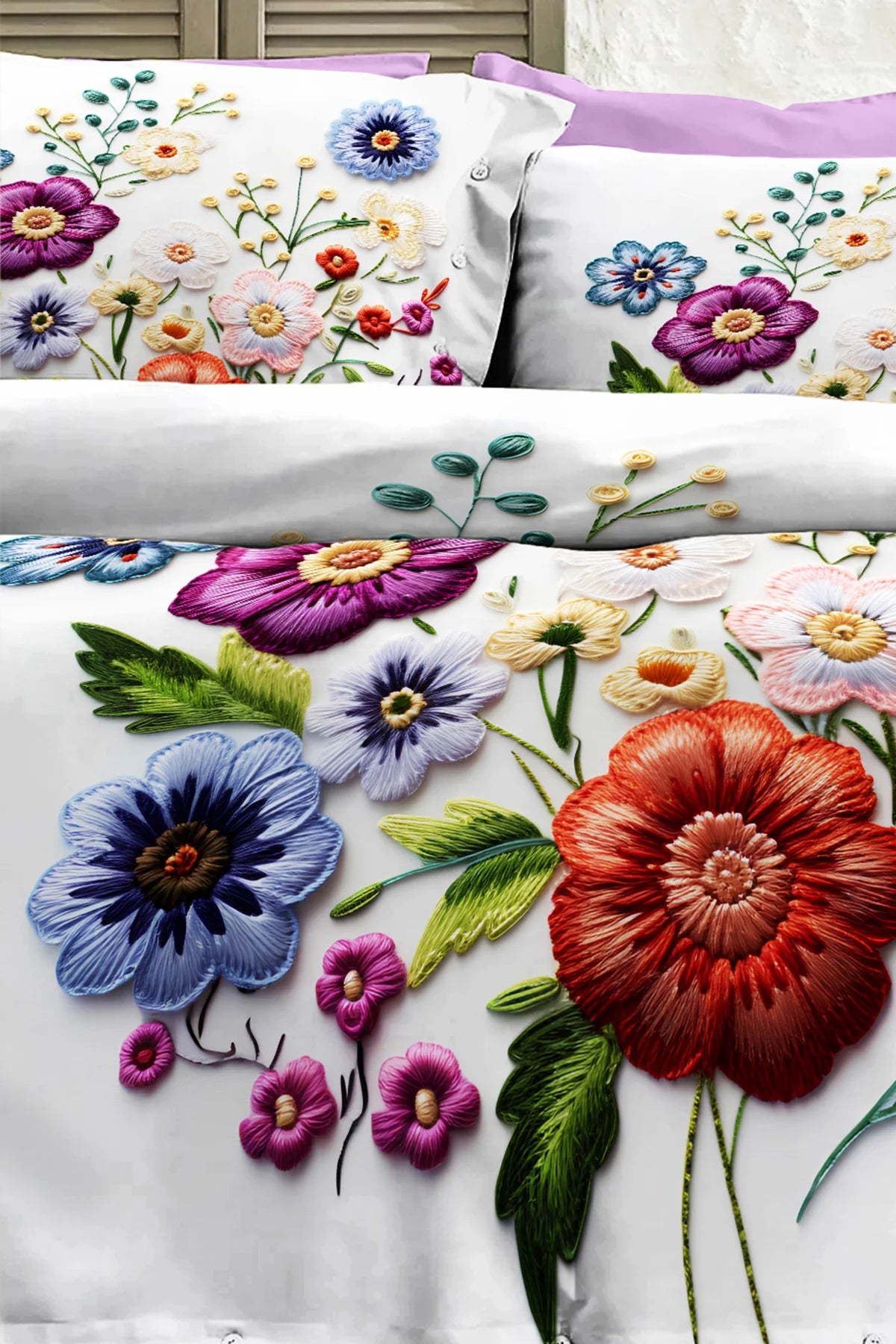 %100 PAMUK Percale Çeyizlik Luxury 5D Dijital Çift Kişilik Nevresim Takımı Nakkaş