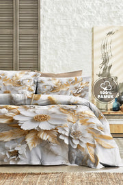 %100 PAMUK Percale Çeyizlik Luxury 5D Dijital Çift Kişilik Nevresim Takımı Whıte