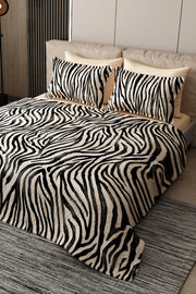 %100 Pamuk Çift Kişilik Pike Takımı Yatak Örtüsü Özel Dokuma Black Zebra