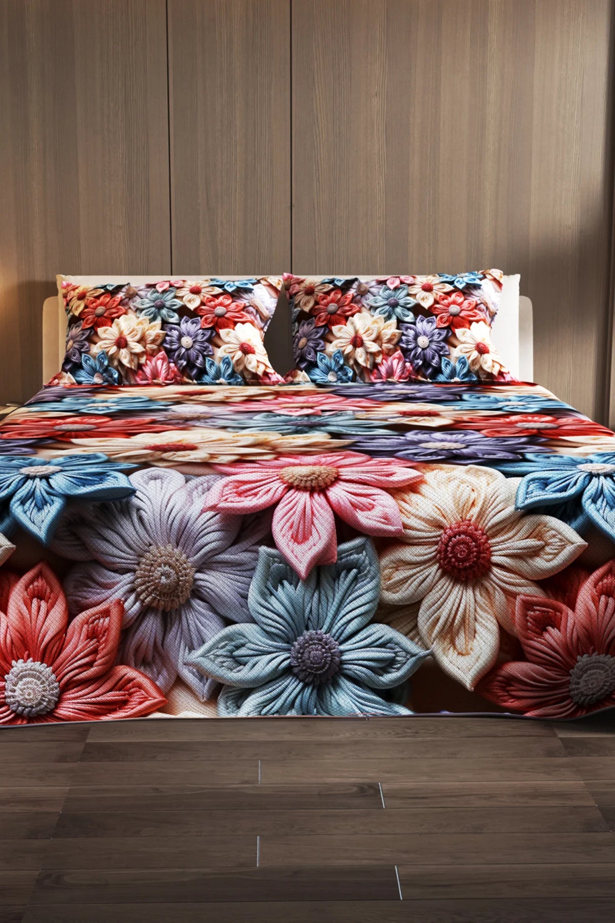 %100 Pamuk Çift Kişilik Pike Takımı Yatak Örtüsü Özel Dokuma Candle Motifs