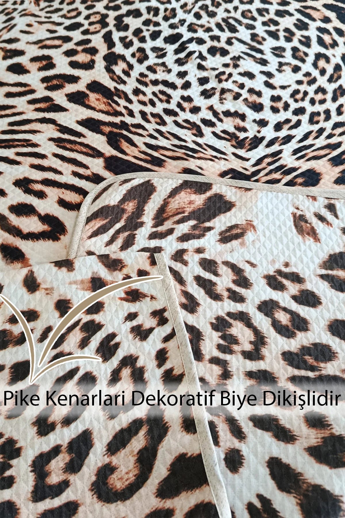 %100 Pamuk Çift Kişilik Pike Takımı Yatak Örtüsü Özel Dokuma Classical Zebra