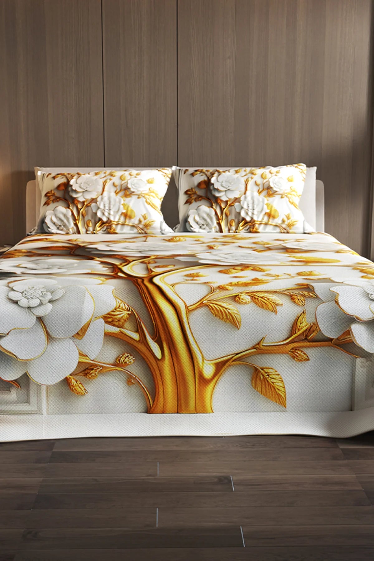 %100 Pamuk Çift Kişilik Pike Takımı Yatak Örtüsü Özel Dokuma Dore