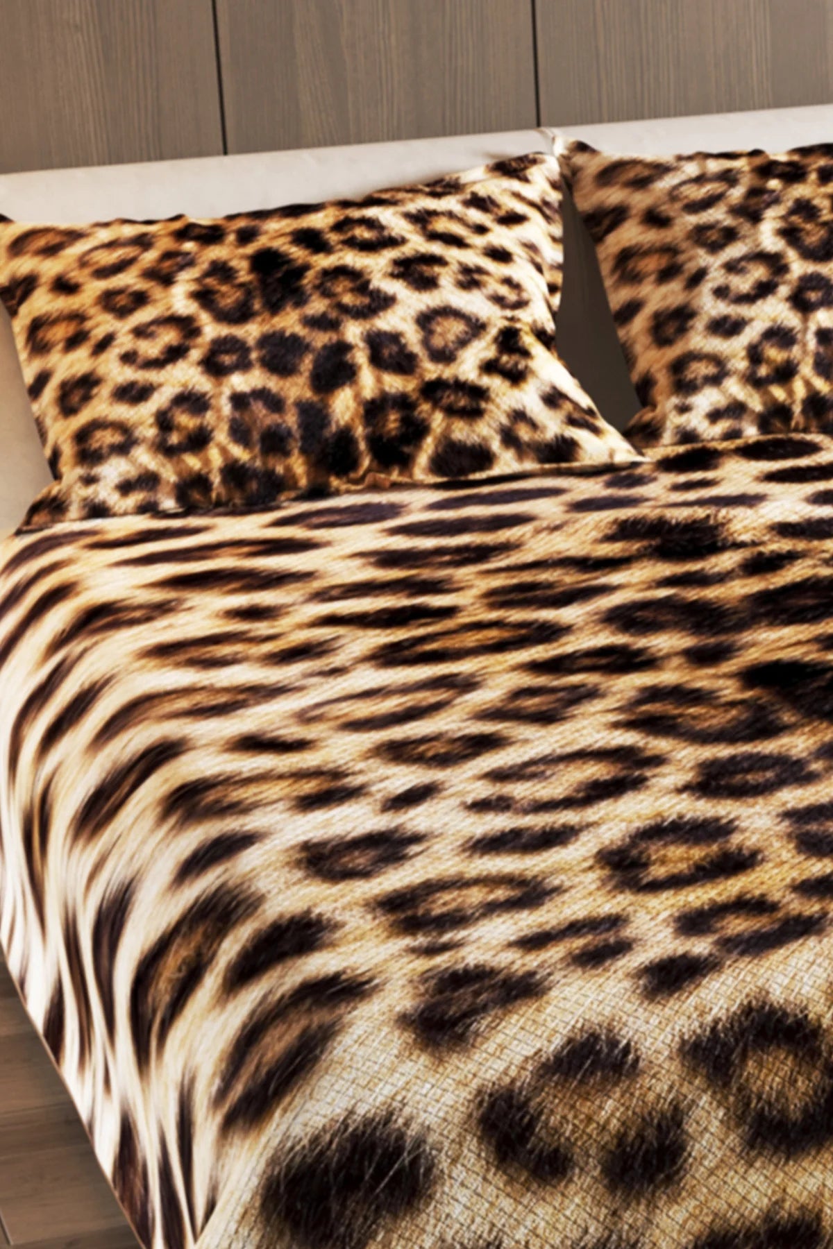 %100 Pamuk Çift Kişilik Pike Takımı Yatak Örtüsü Özel Dokuma Leopard Feather