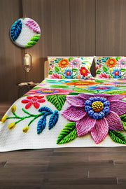 %100 Pamuk Çift Kişilik Pike Takımı Yatak Örtüsü Özel Dokuma Nakkaş