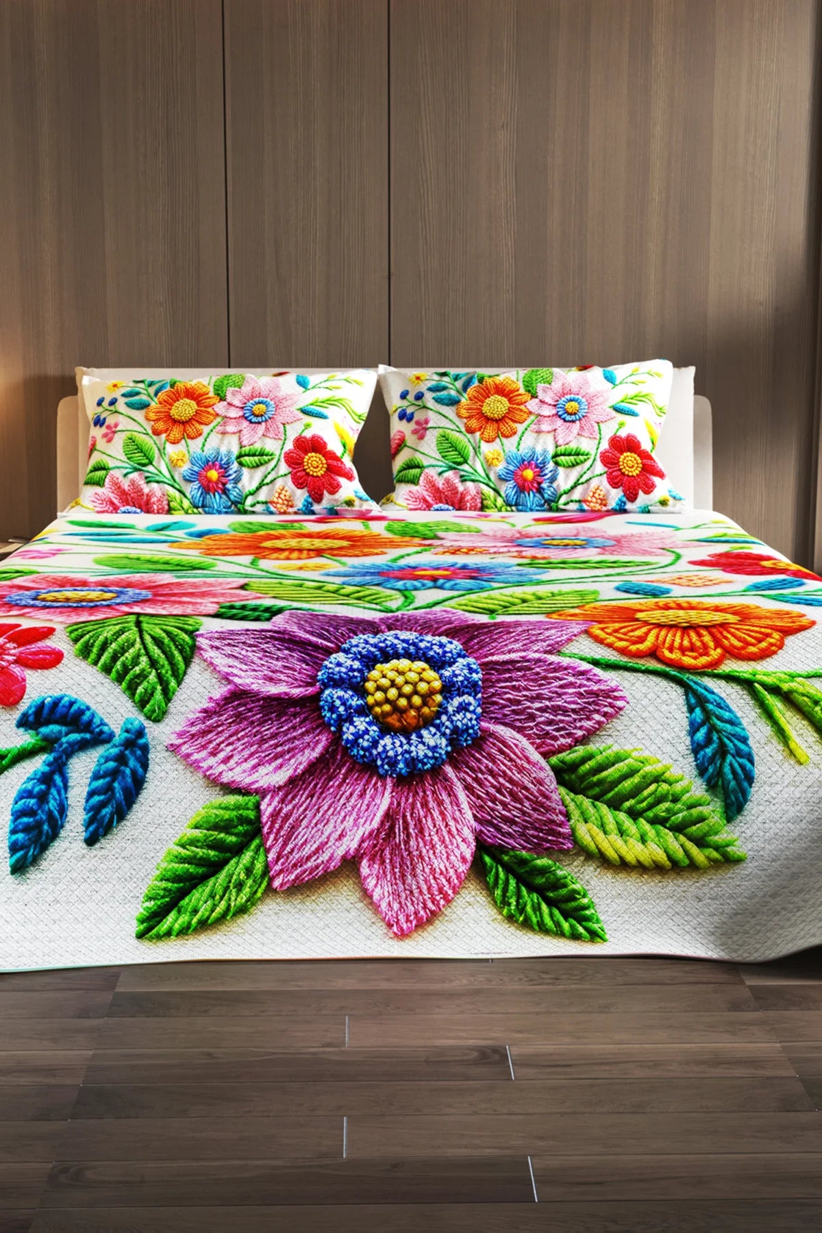 %100 Pamuk Çift Kişilik Pike Takımı Yatak Örtüsü Özel Dokuma Nakkaş