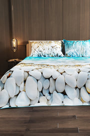 %100 Pamuk Çift Kişilik Pike Takımı Yatak Örtüsü Özel Dokuma Sahil