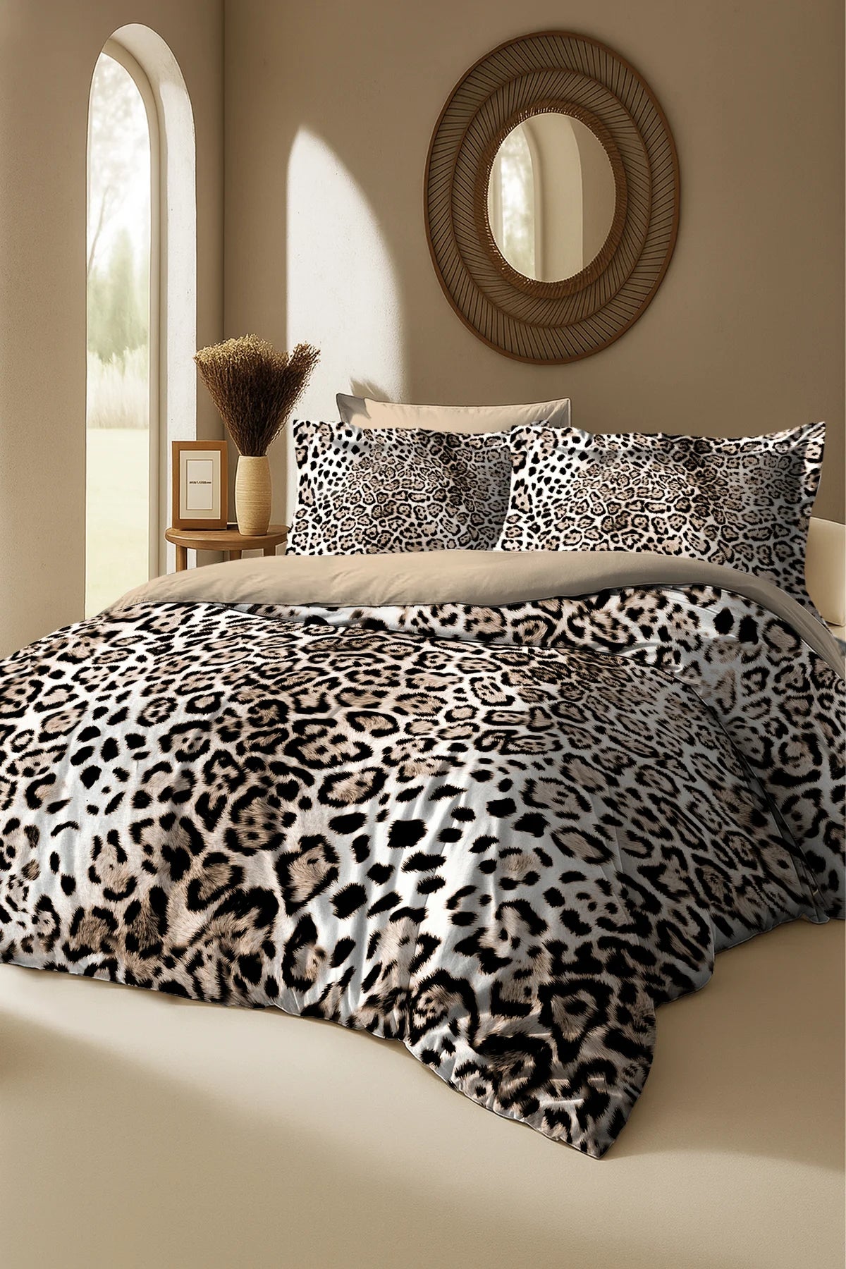 %100 Pamuk Classical Leopard Nevresim Takımı – 5D Dijital Baskı, Oeko-Tex Sertifikalı