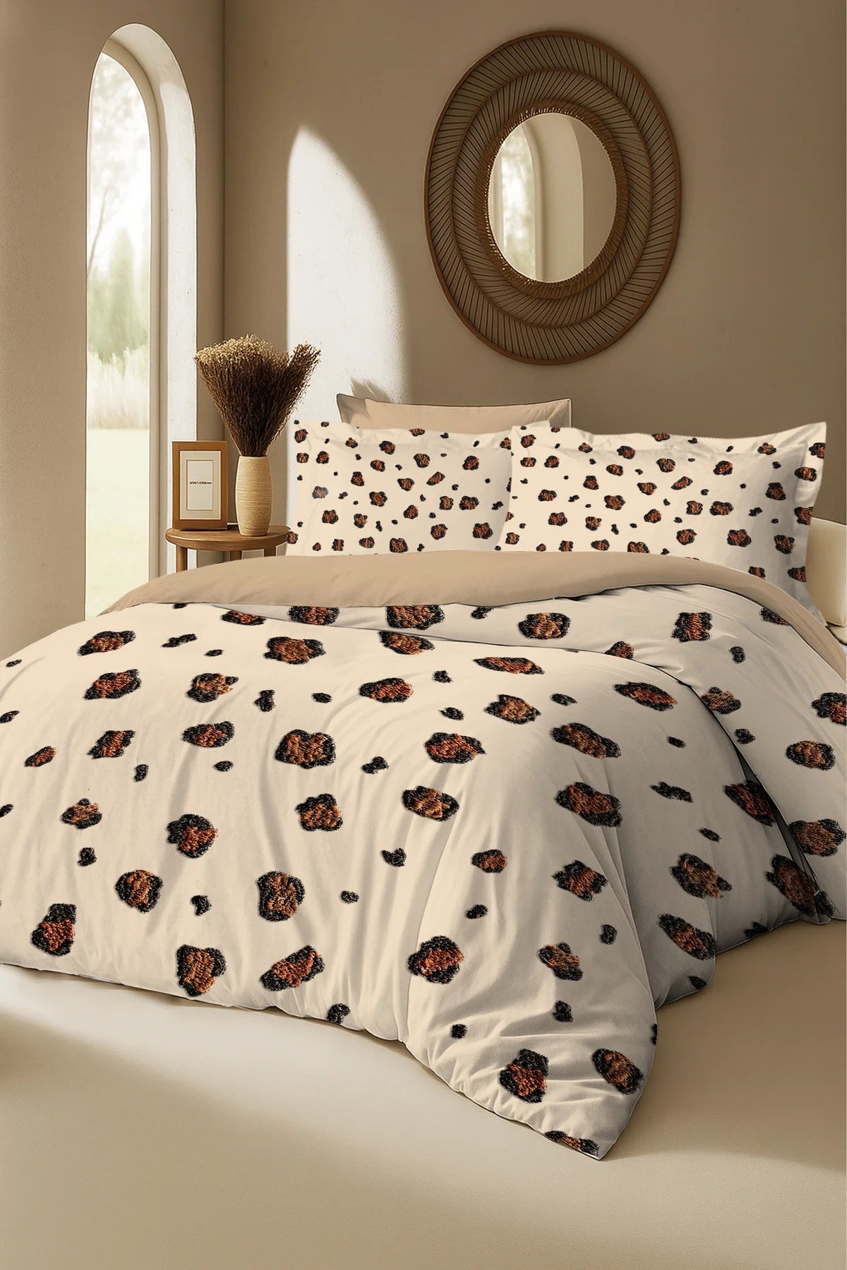 %100 Pamuk Leopar Desenli Nevresim Takımı – 5D Dijital Baskı, Oeko-Tex Sertifikalı