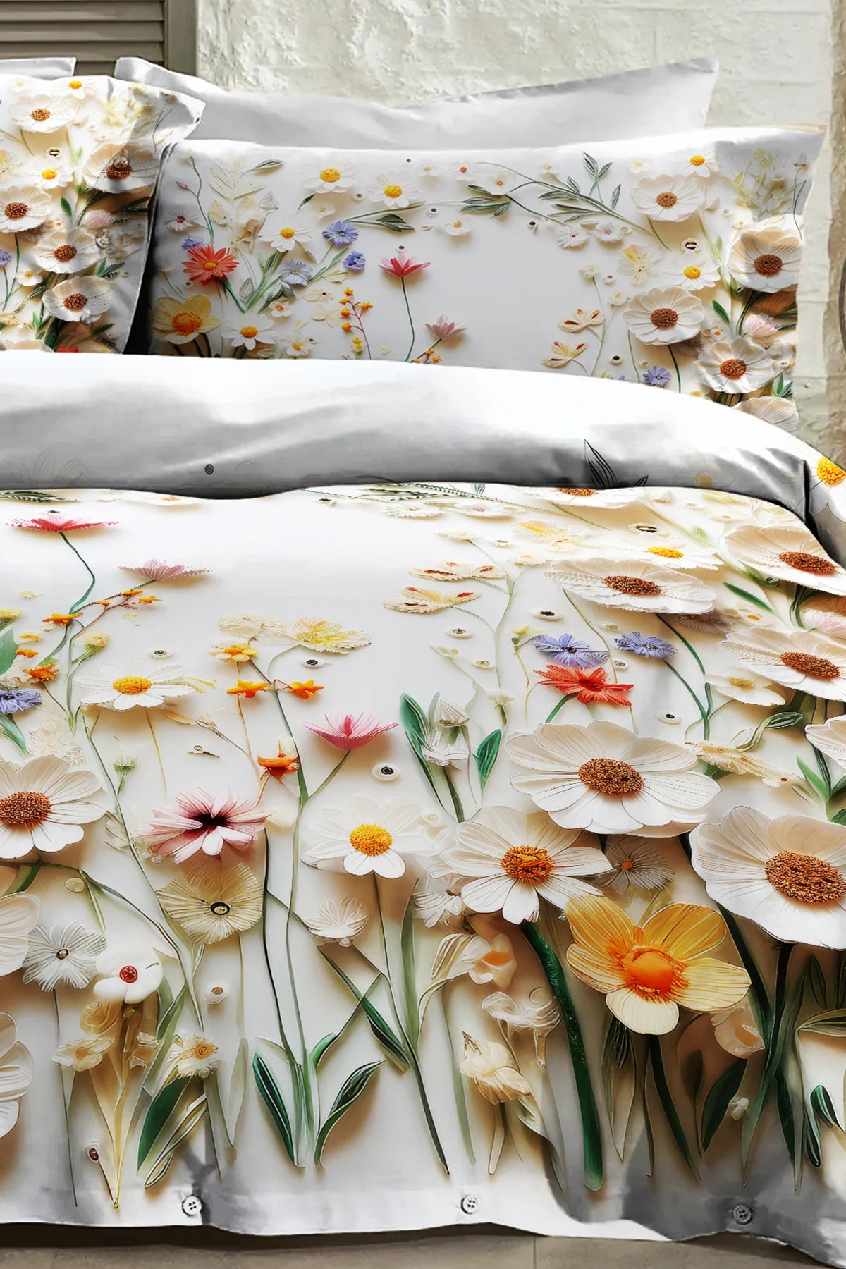 %100 Pamuk Percale Çeyizlik Luxury 5D Dijital Çift Kişilik Nevresim Takımı Dancing Roses