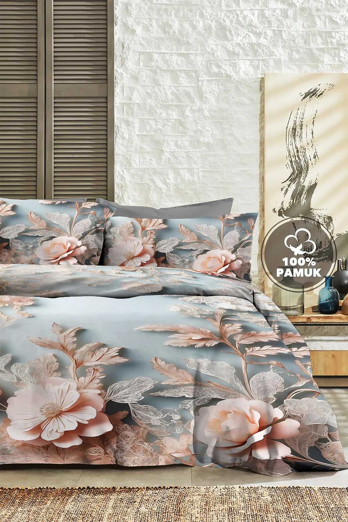 %100 Pamuk Percale Çeyizlik Luxury 5D Dijital Çift Kişilik Nevresim Takımı Dream