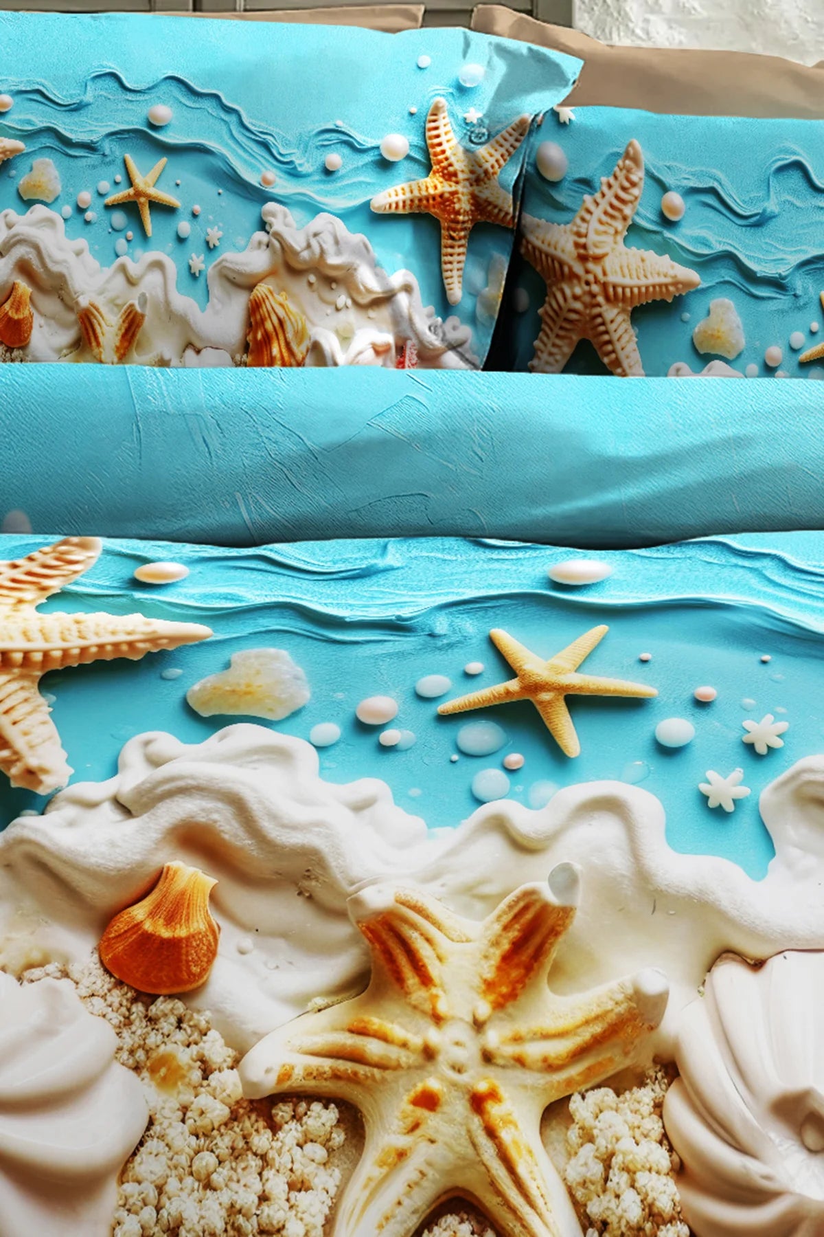 %100 Pamuk Percale Çeyizlik Luxury 5D Dijital Çift Kişilik Nevresim Takımı Sea Of Dreams