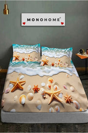 %100 Pamuk Lastikli Çarşaf Özel Tasarım 5D Dijital 60 Tel Deniz Yıldızları