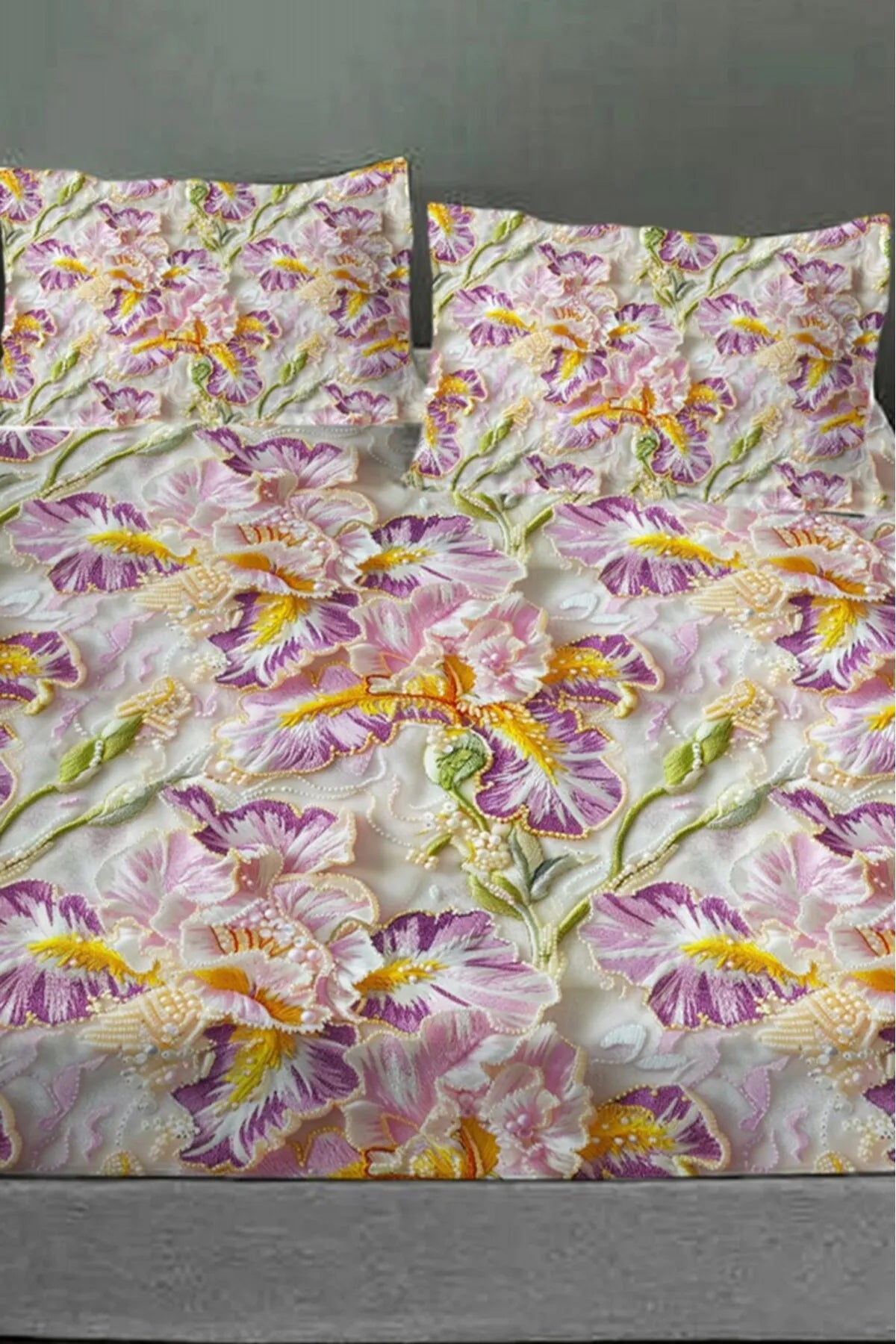 %100 Pamuk Lastikli Çarşaf Özel Tasarım 5D Dijital 60 Tel Embroidery Dreams