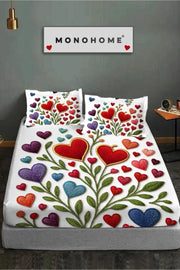 %100 Pamuk Lastikli Çarşaf Özel Tasarım 5D Dijital 60 Tel Kalplı Nakkaş