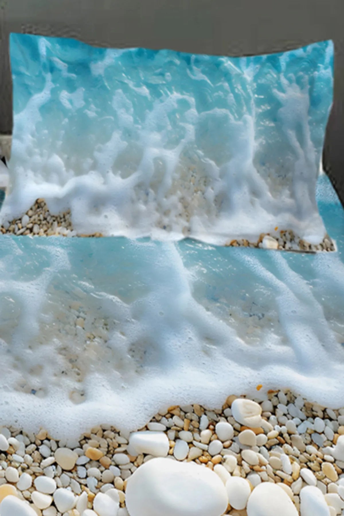 %100 Pamuk Lastikli Çarşaf Özel Tasarım 5D Dijital 60 Tell Sahil