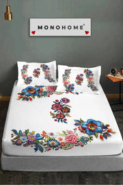 %100 Pamuk Lastikli Çarşaf Özel Tasarım 5D Dijital 60 Tel Nakış