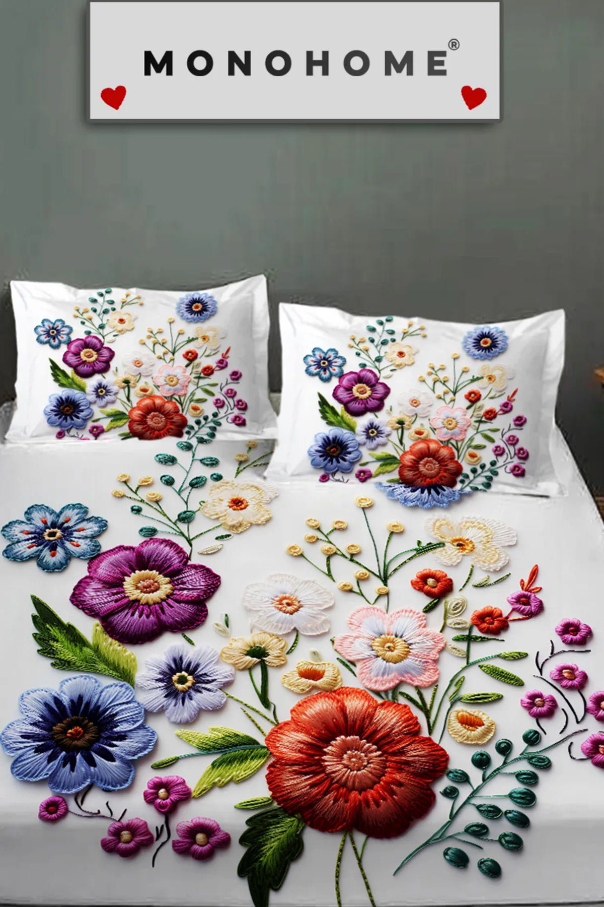 %100 Pamuk Lastikli Çarşaf Özel Tasarım 5D Dijital 60 Tel Nakkaş