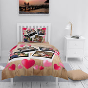 MonoHome Kişiye Özel Tek Kişilik Nevresim Takımı Red Heart Four