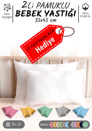 Bebek Yastığı 2’li Set 35×45 cm – %100 Pamuk + 2 Adet Kılıf Hediyesi