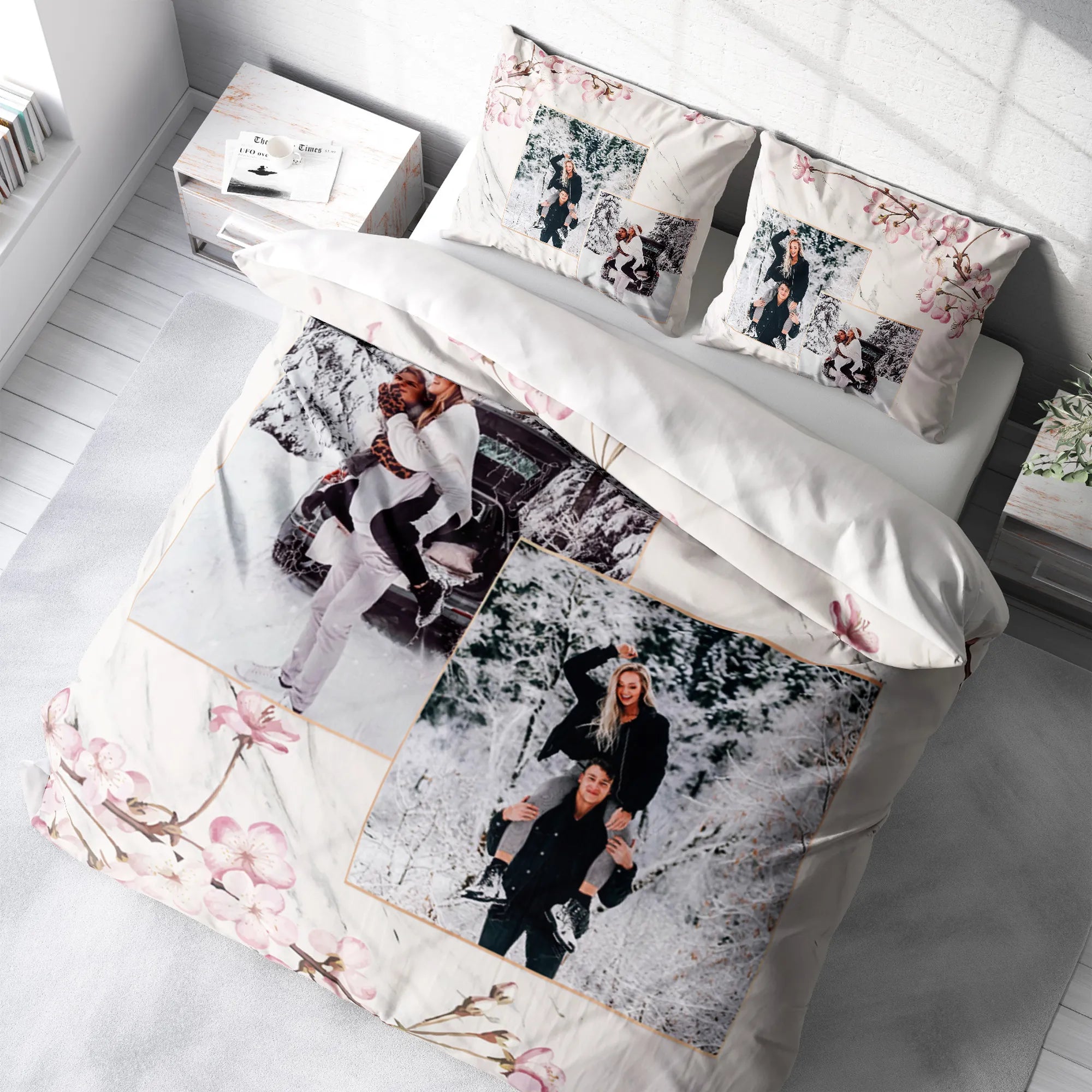 Monohome Kişiye Özel Çift Kişilik Nevresim Takımı Pink Flower