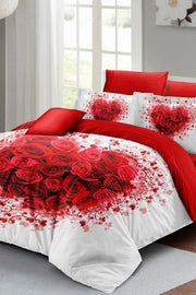 Çeyizlik Premıum Kalpli Pamuk Saten Çift Kişilik Nevresim Takımı - Sevgililer Günü Özel Tasarım