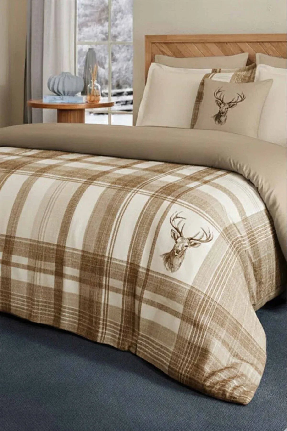 MONOHOME Percale Luxury %100 Pamuk Dijital Nevresim Takımı Ekose